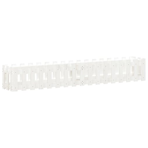 NNEVL Garden Raised Bed with Fence Design White 200x30x30 cm Solid Wood Pine