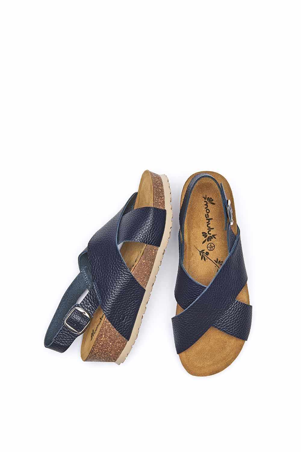 Moshulu Harlyn' Leather Cross-Over Cork Wedge Sandals