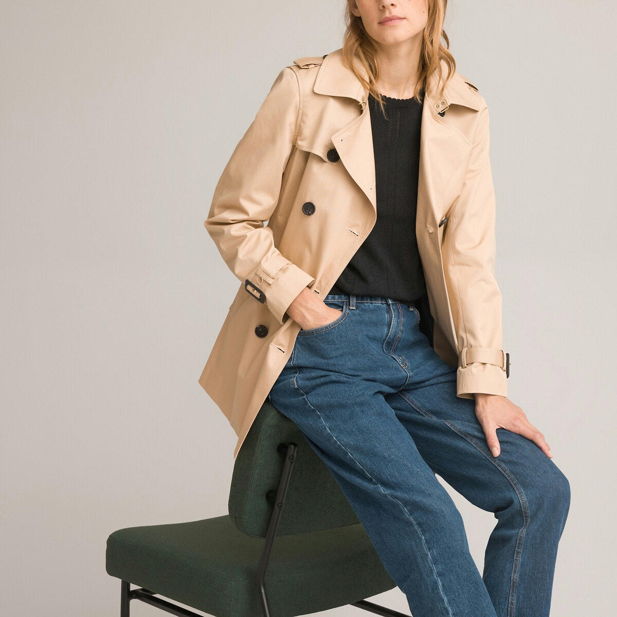Trench mi-long boutonné