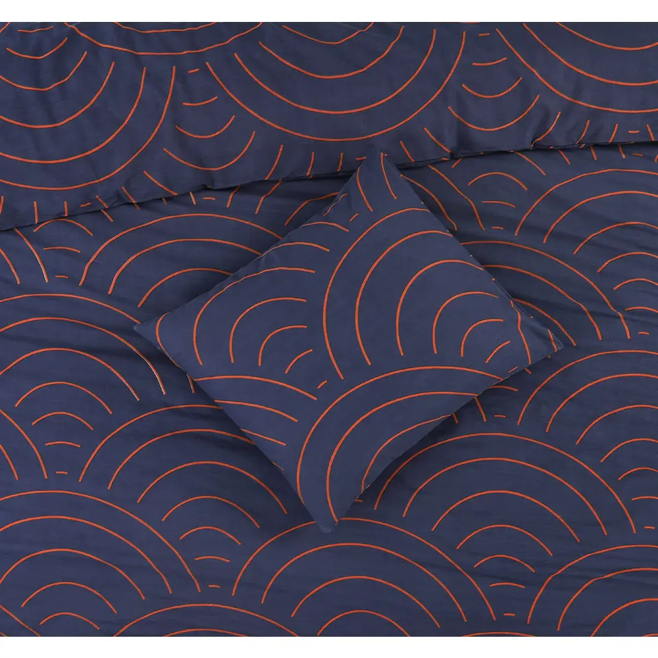 Dekbedovertrek Sendai grafisch - blauw/caramel - 240x200/220 cm