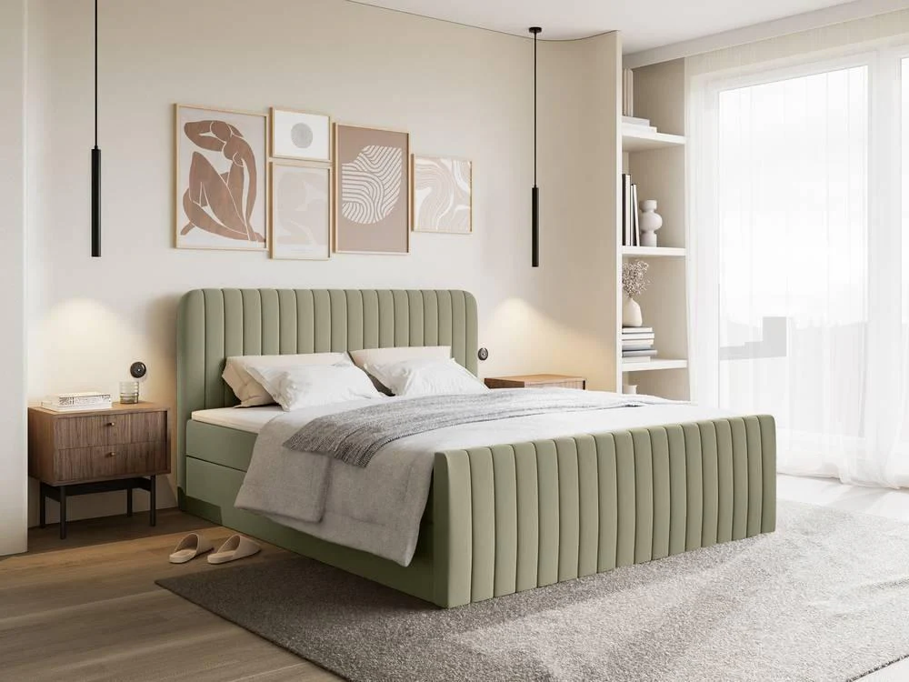 Boxspring Adrien chenille met opbergruimte 180x200