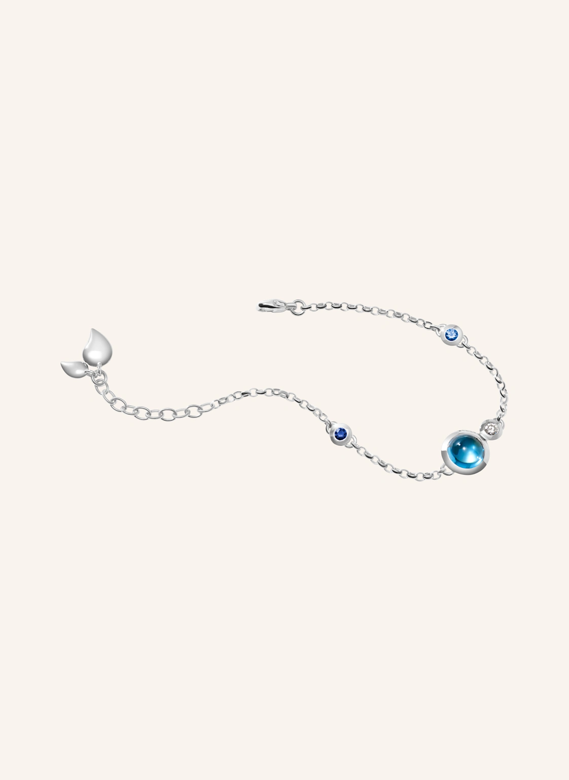 TAMARA COMOLLI Armband BRACELET BOUTON MINI CHAIN 'OCEAN' - SMALL/MEDIUM 18K Weißgold