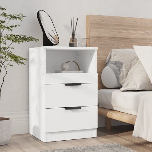NNEVL Bedside Cabinets 2 pcs White Engineered Wood