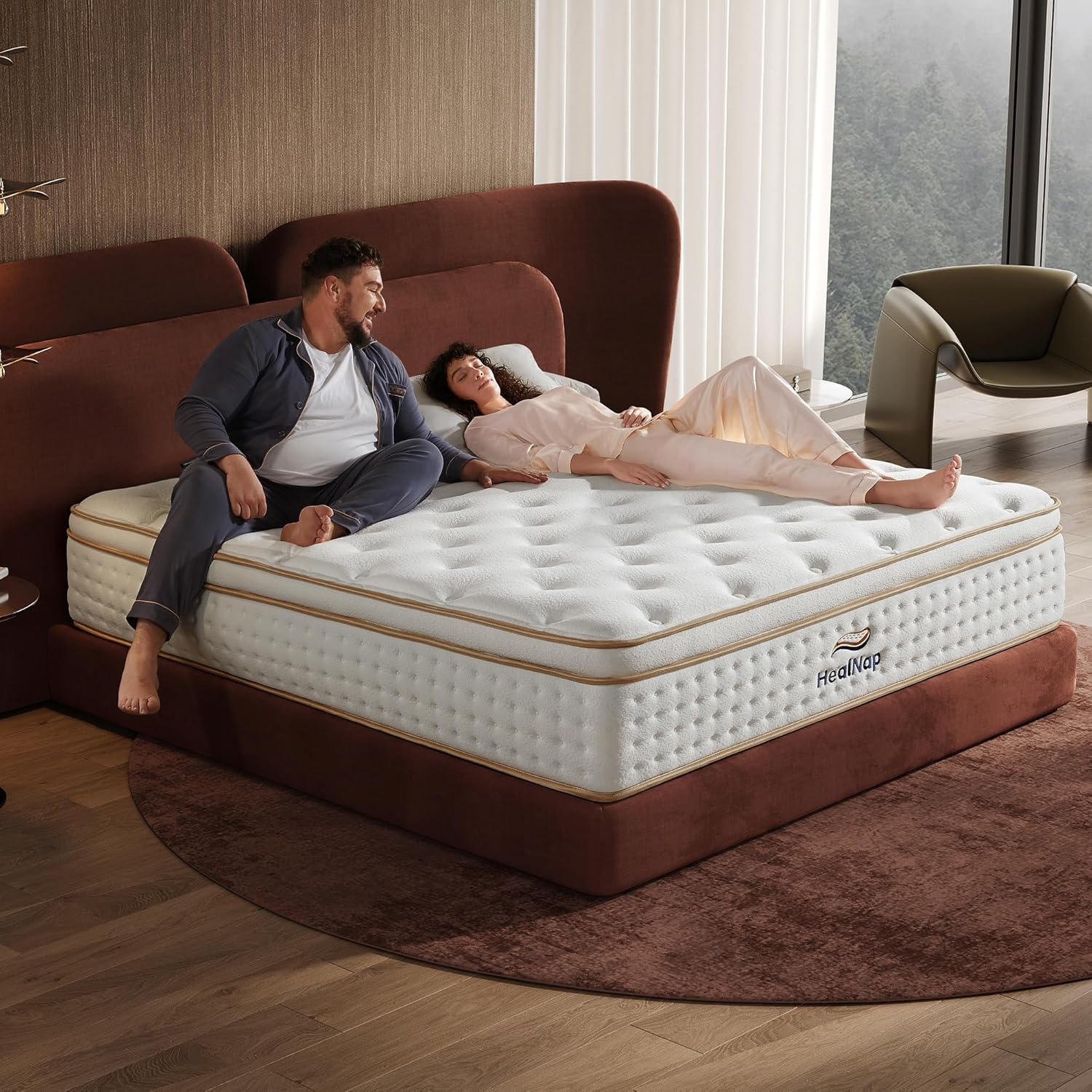 King,14inch Hybrid Mattress in a Box Memory Foam Mattress King Full Size Firm with Individual Pocket Spring Upgrade Zoned Support Medium Firm Memory Fat Mattress
