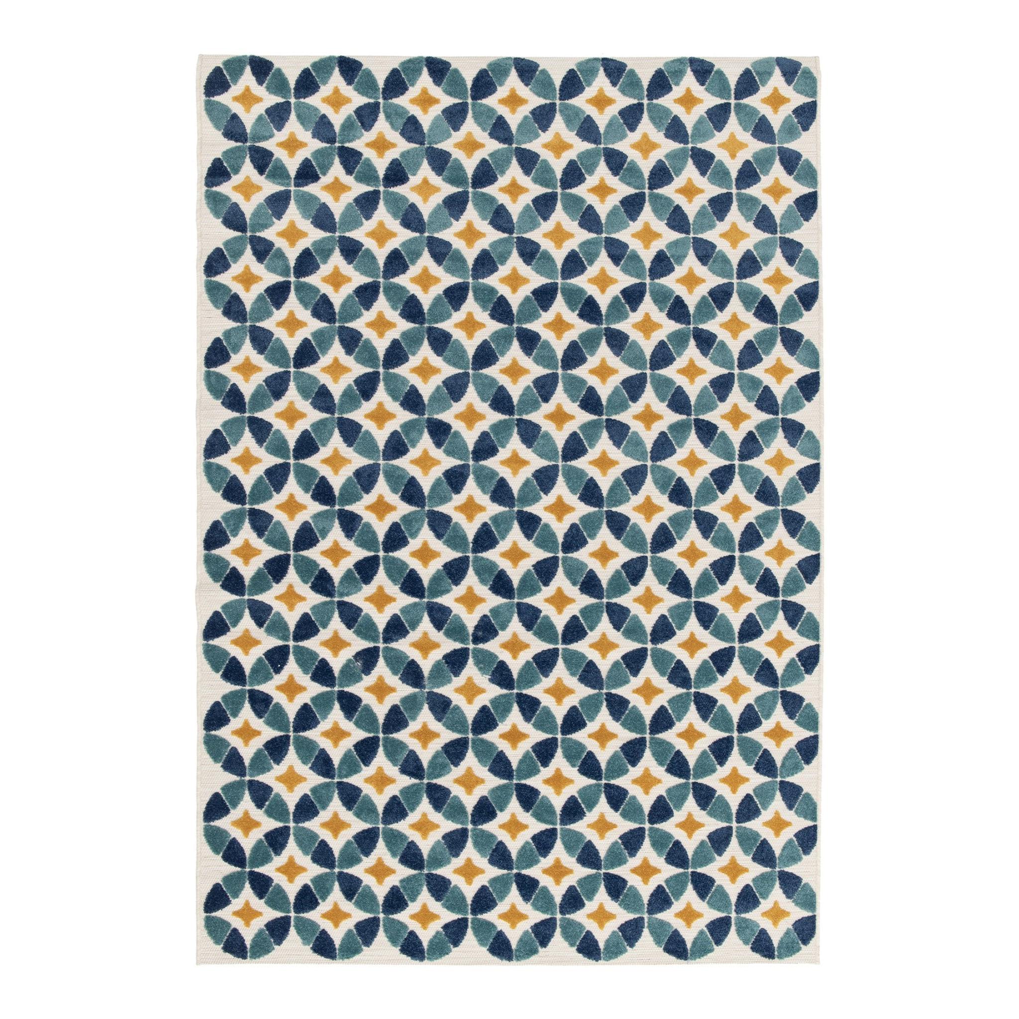 AFK Living vloerkleed Lisbonne - voor binnen en buiten - blauw - 160 x 230 cm