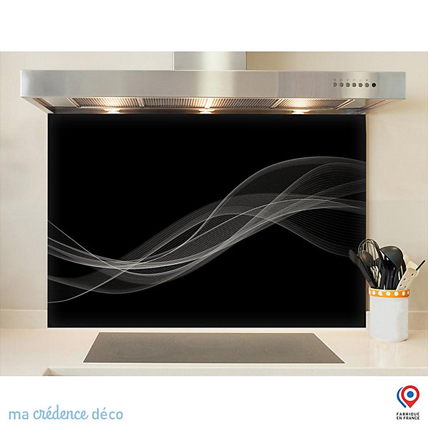 Crédence cuisine fond de hotte Courbe 4 Noir - Alu composite - L 60 cm x H 45 cm - MaCrédenceDéco