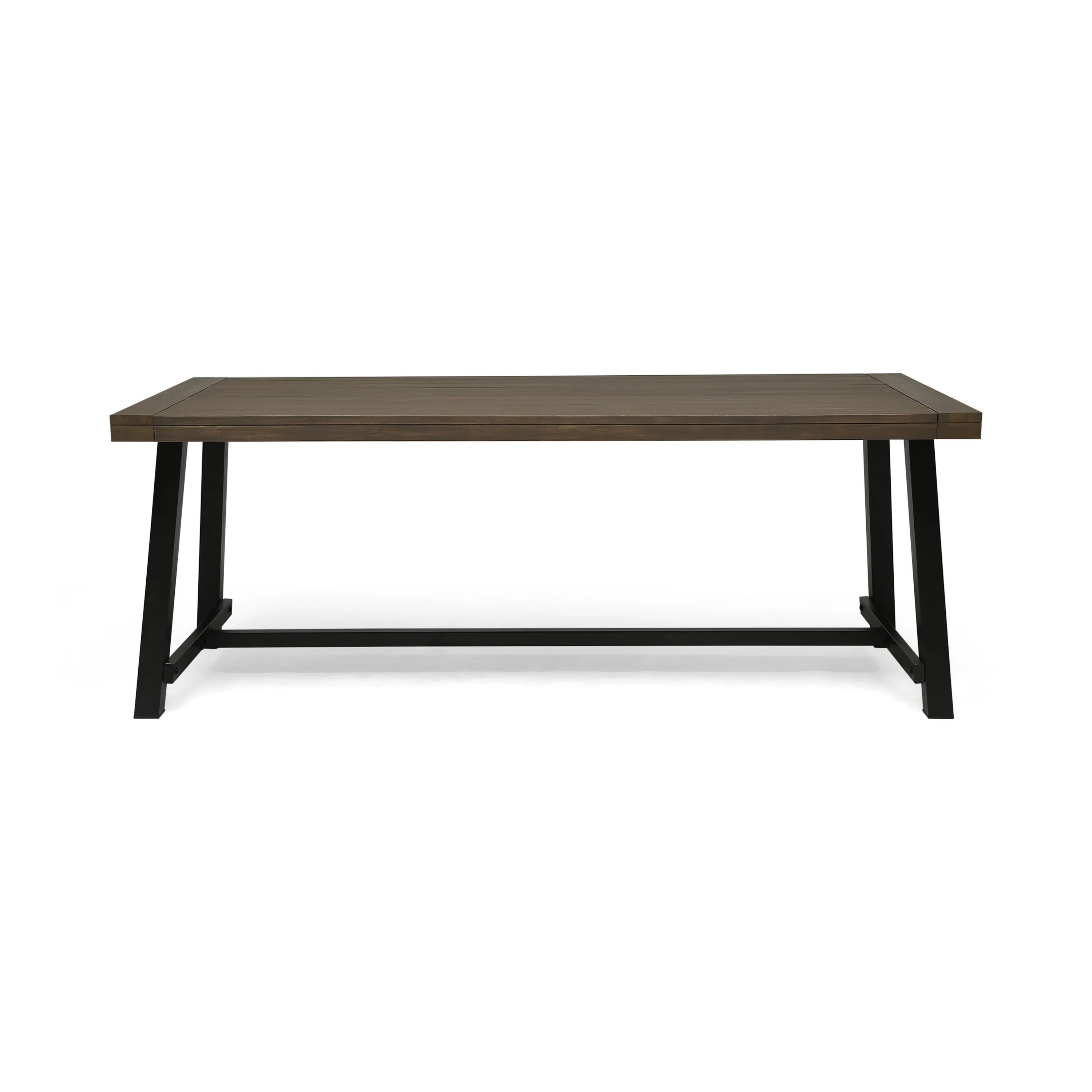 Leslee Outdoor Dining Table, Brown Top, Black Wood Rectangular 79 Inch