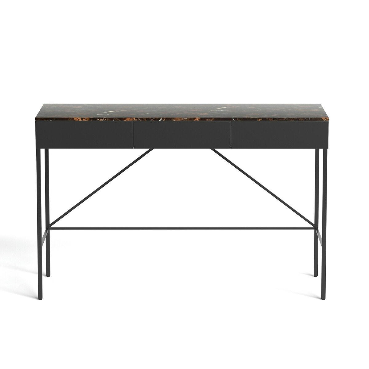 Bureau console plateau marbre ambré, Fébée