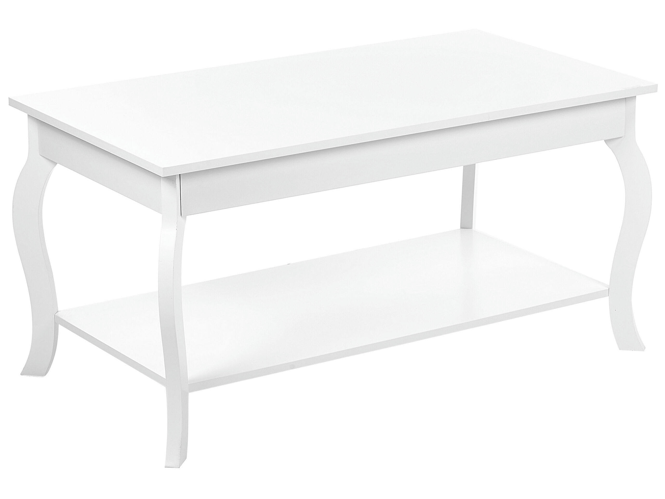 HARTFORD - Table basse blanche avec étagère