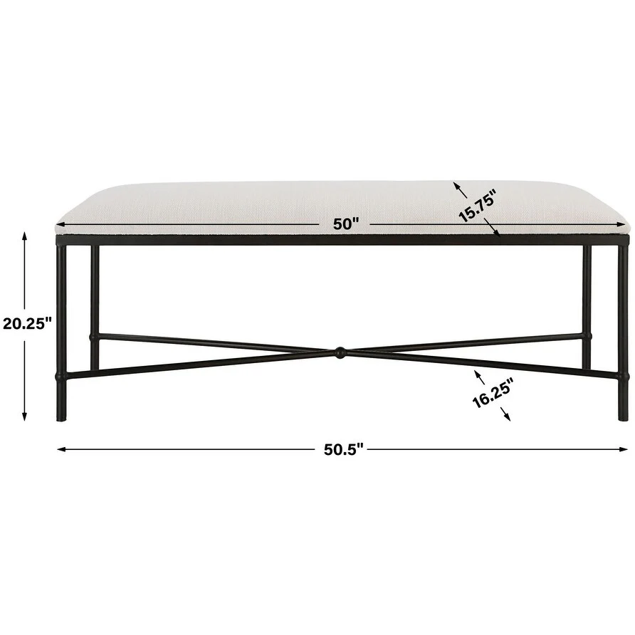 Uttermost 236-AVENHAM-BENCH-LG Avenham 50-1/2 Wide Black Framed Bench
