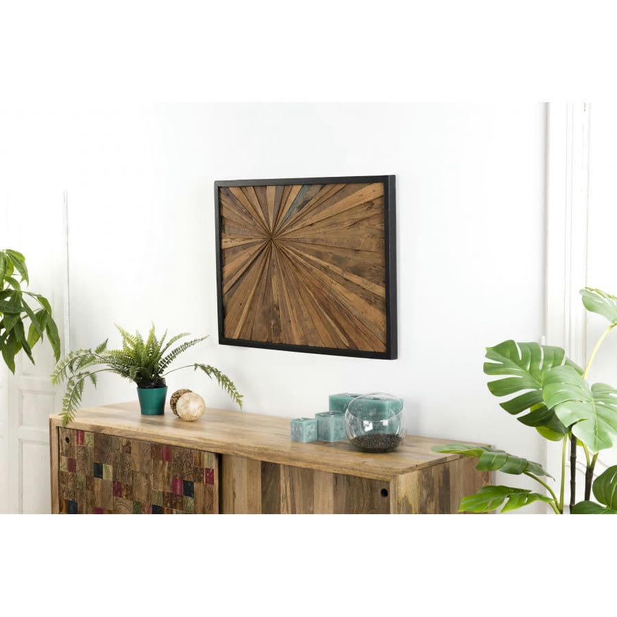 SUZY - Décoration murale rectangulaire en teck recyclé nature 60x80cm