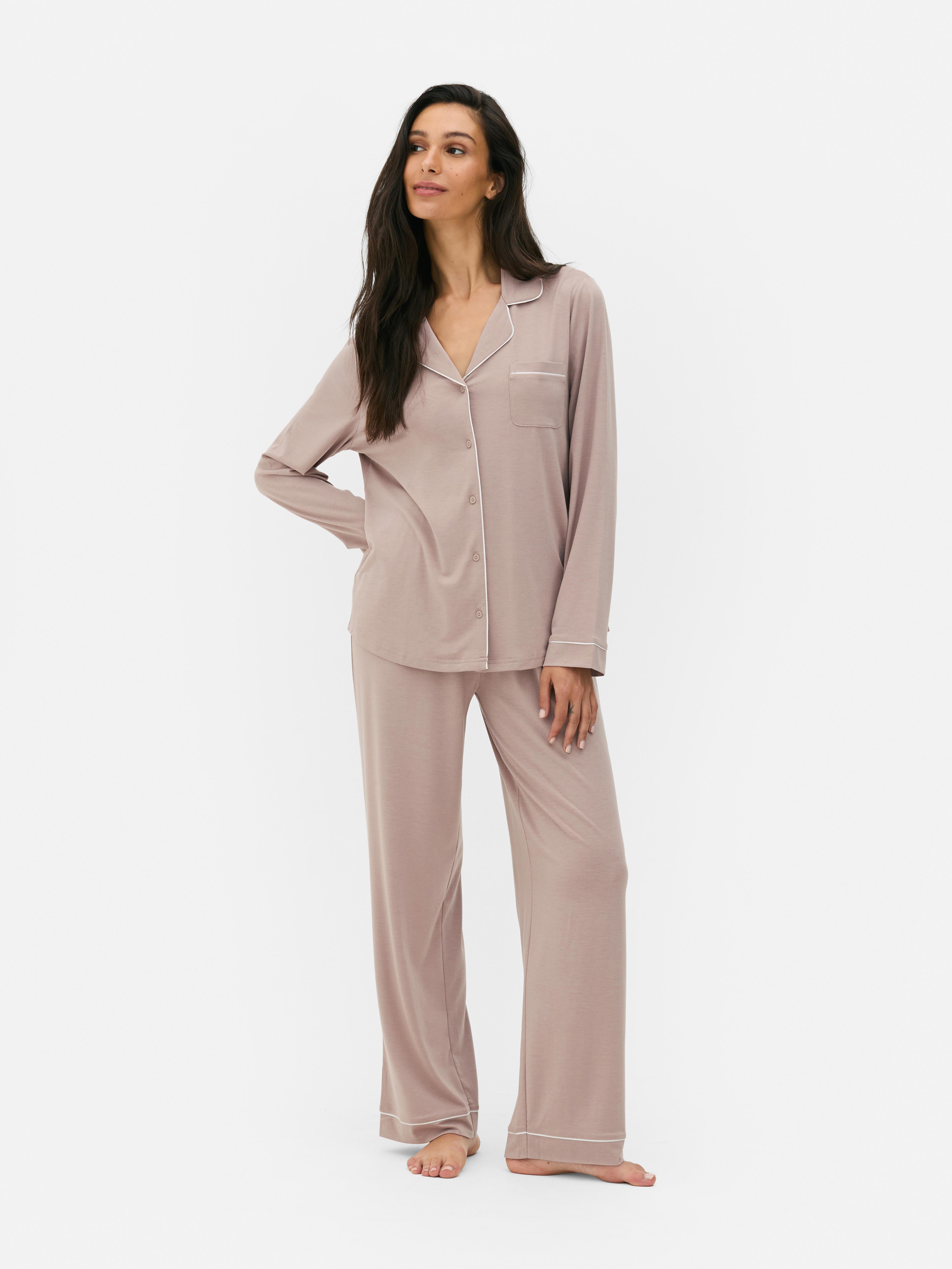 Jersey Knit Long Sleeve Boyfriend Pajama Set