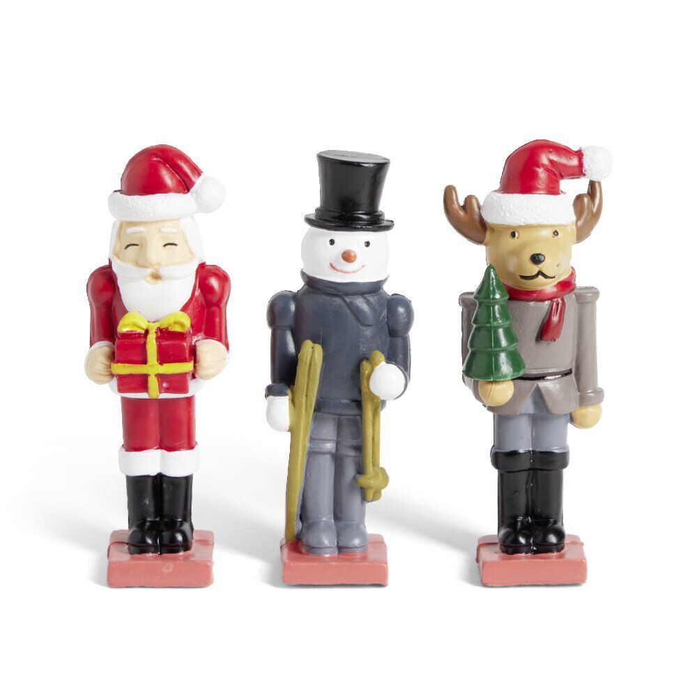 Lot de 3 figurines pour village animé de No&euml;l thème Casse-Noisette
