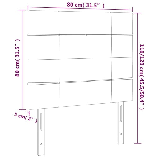 NNEVL LED Headboard Dark Grey 80x5x118/128 cm Fabric