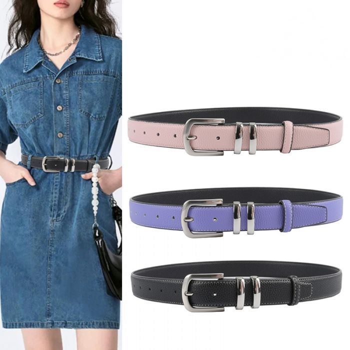 PEACH ACCESSORIES Silver Crown Leather Belt