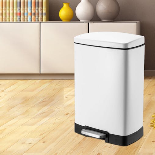 SOGA 4-Pack 12L White Stainless Steel Foot Pedal Trash Bin