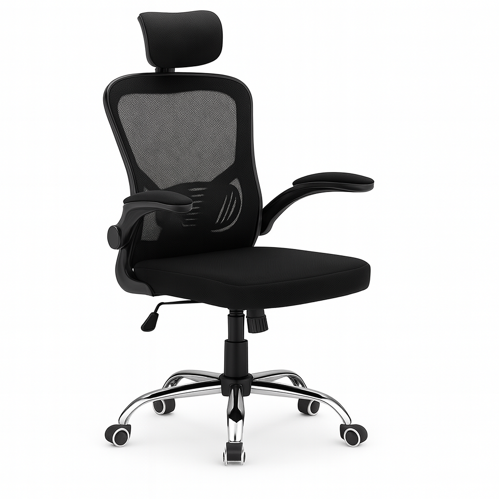 Krzesło biurowe regulowany obrotowy fotel biurowy ergonomiczny KB110 czarny