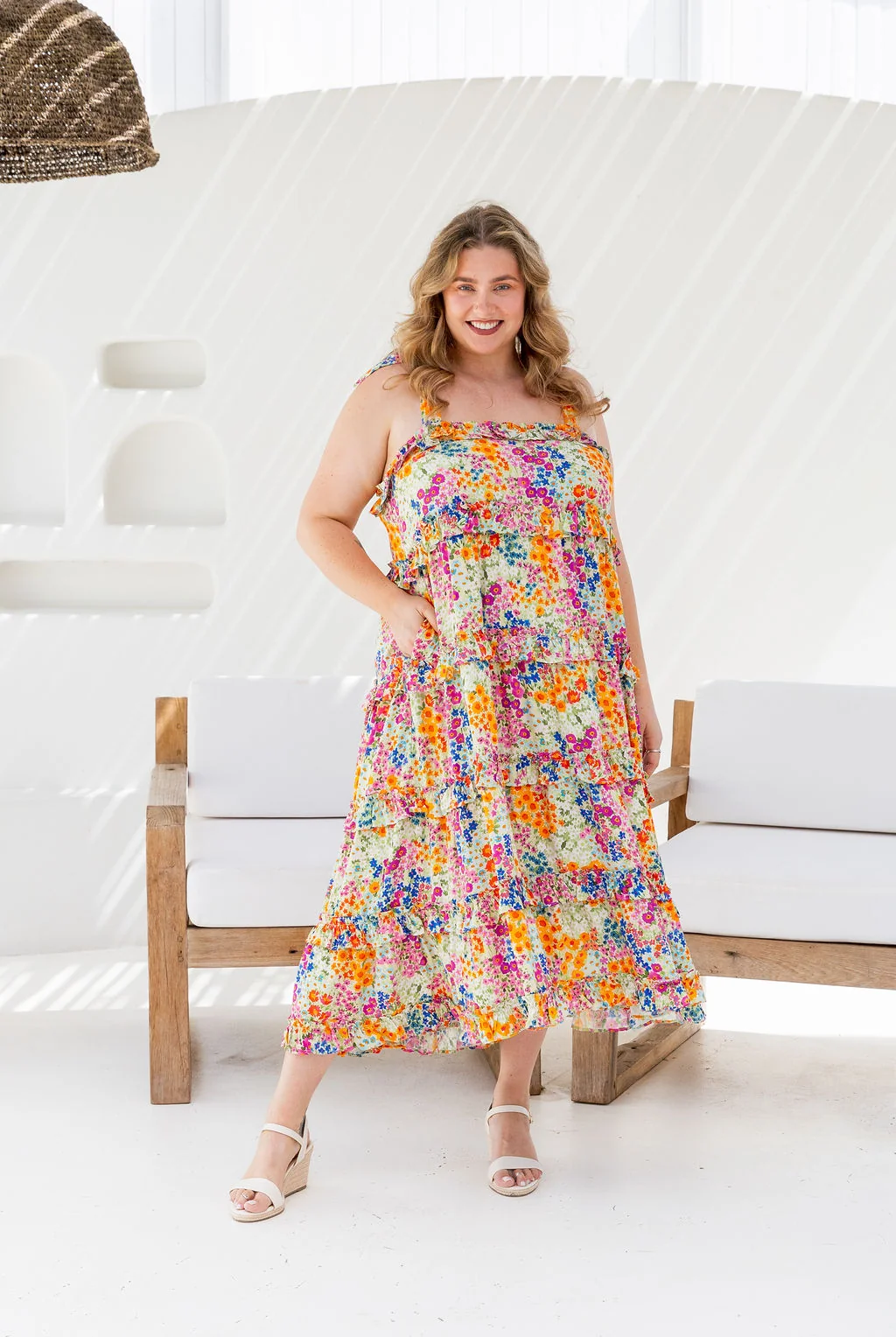 Talia Midi Dress in Flower Field