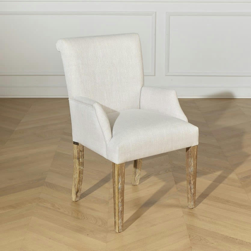 ALIX - Fauteuil de table en tissu beige