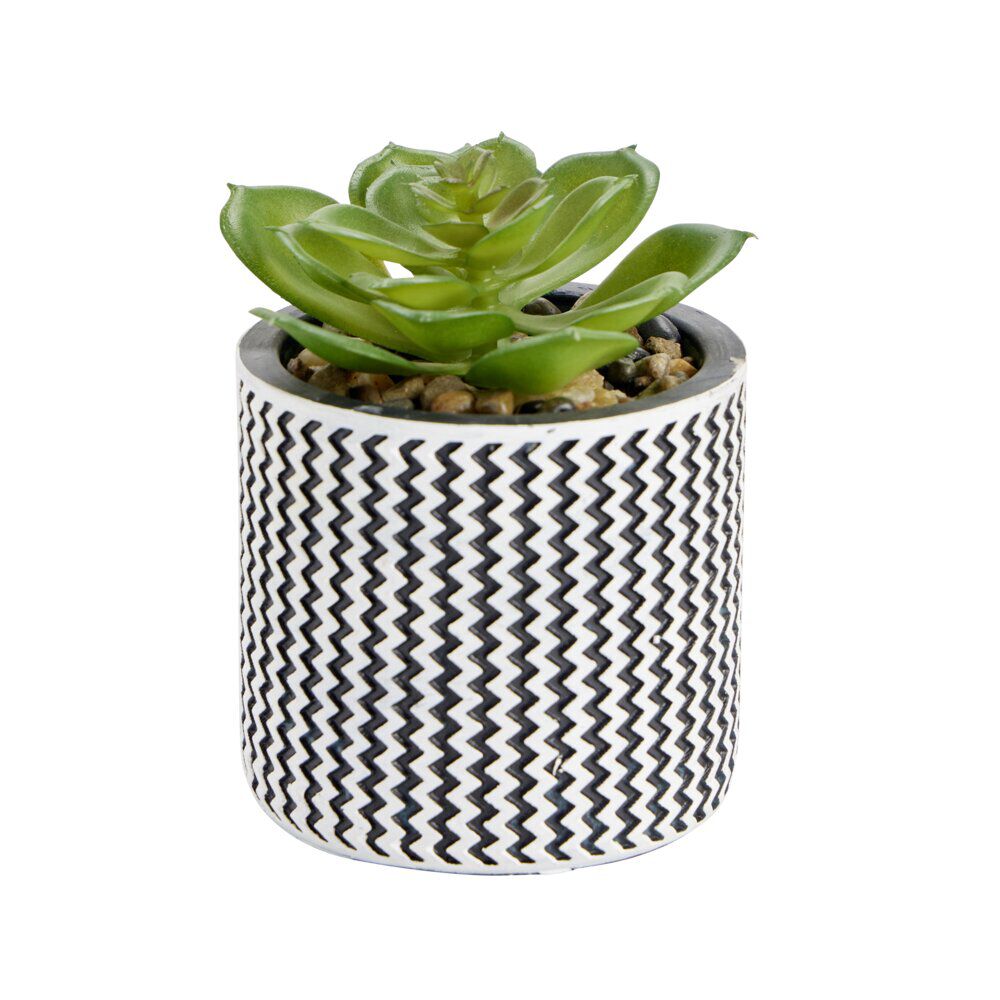 Plante grasse artificielle verte pot céramique Ø7,5xH11,5cm