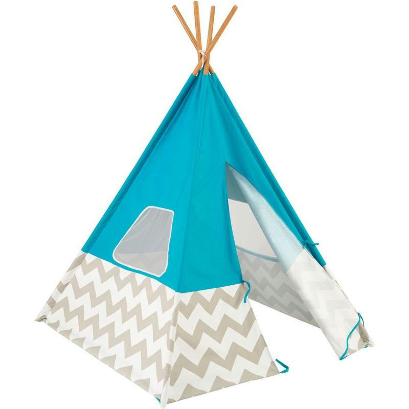 - Tipi enfant en toile et bambou turquoise