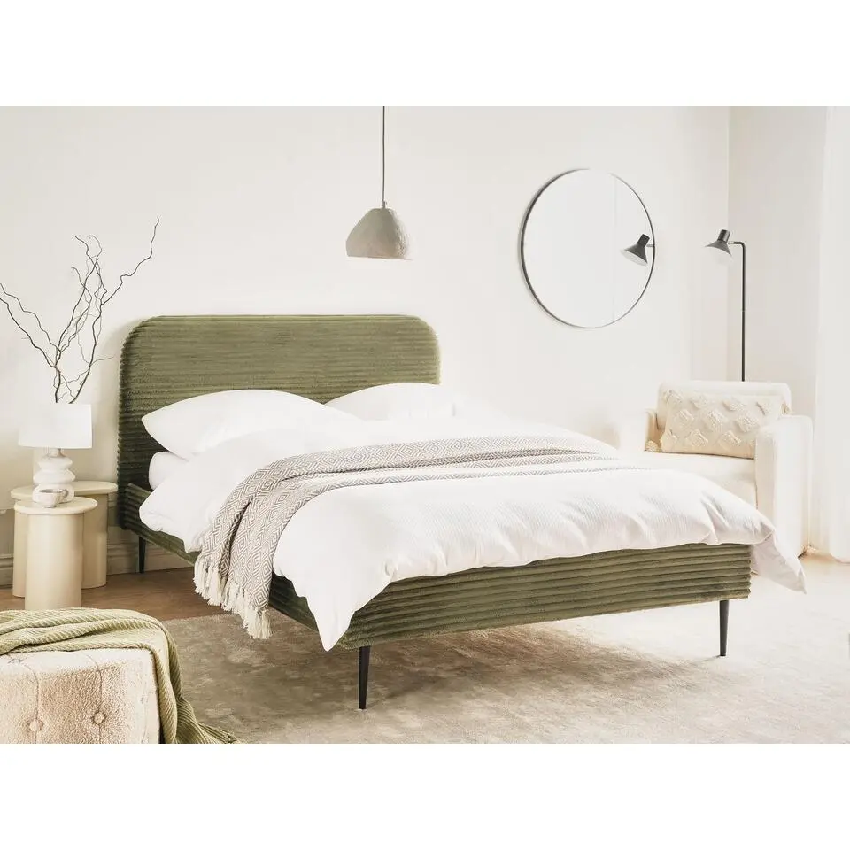 FLAYAT - Tweepersoonsbed - Groen - 140 x 200 cm - Corduroy