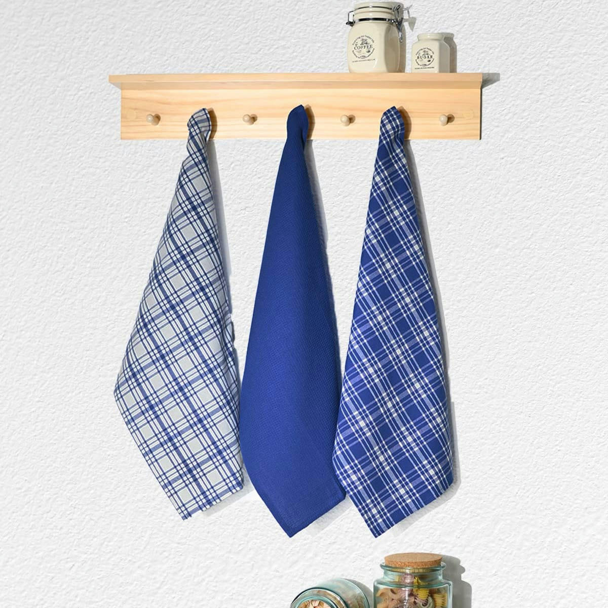 DUNDEE - 3 torchons assortis coton  ocean 45x70 cm