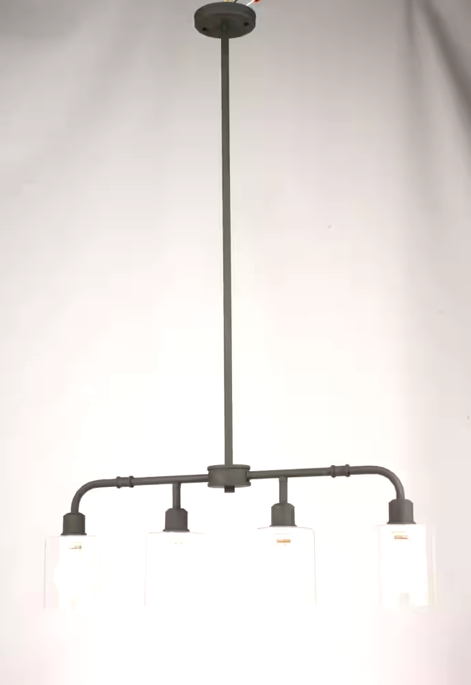 CANVAS Arwen 4-Light Clear Glass Shade Ceiling Pendant Light Fixture, Matte Black
