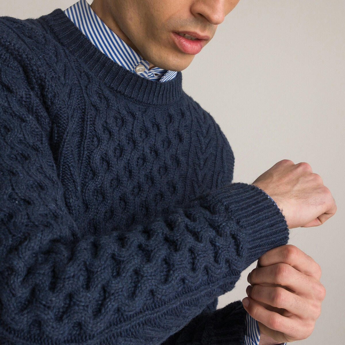 Pull col rond Signature, maille torsadée