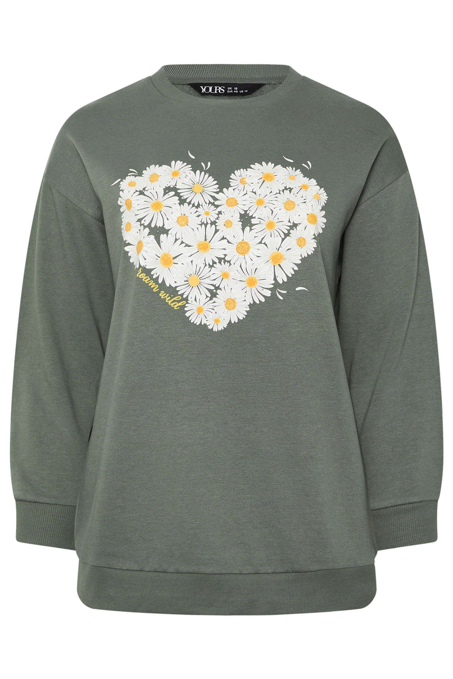 Yours Daisy Print Studded Sweatshirt