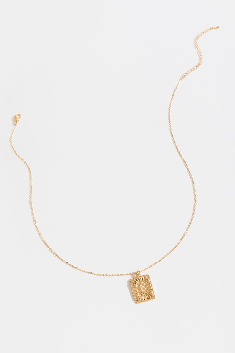Initial ID Tag Pendant Necklace
