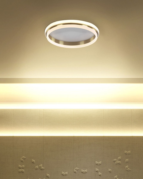 Lampa sufitowa LED plafon obręcz złoty