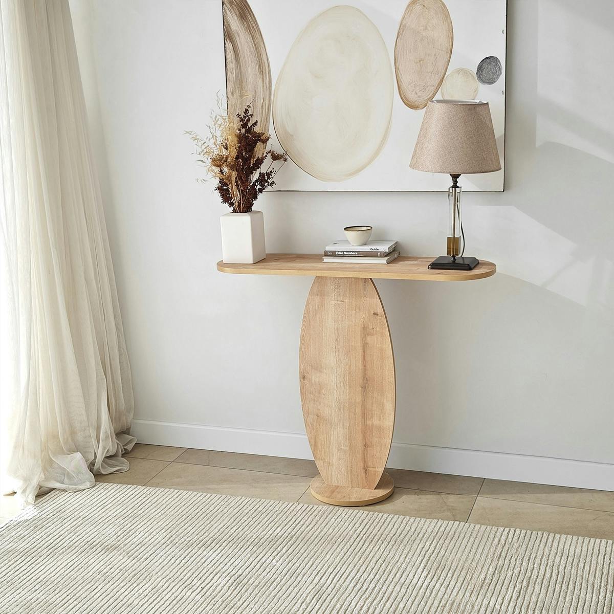 Console d'entrée design organique effet bois MARFA