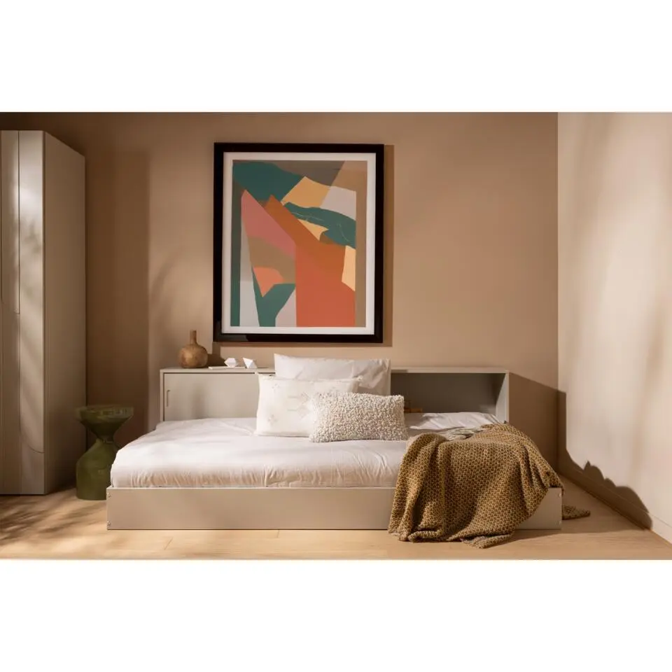 WOOOD Carter Bed - Grenenhout - Dust/Beige - 90x200