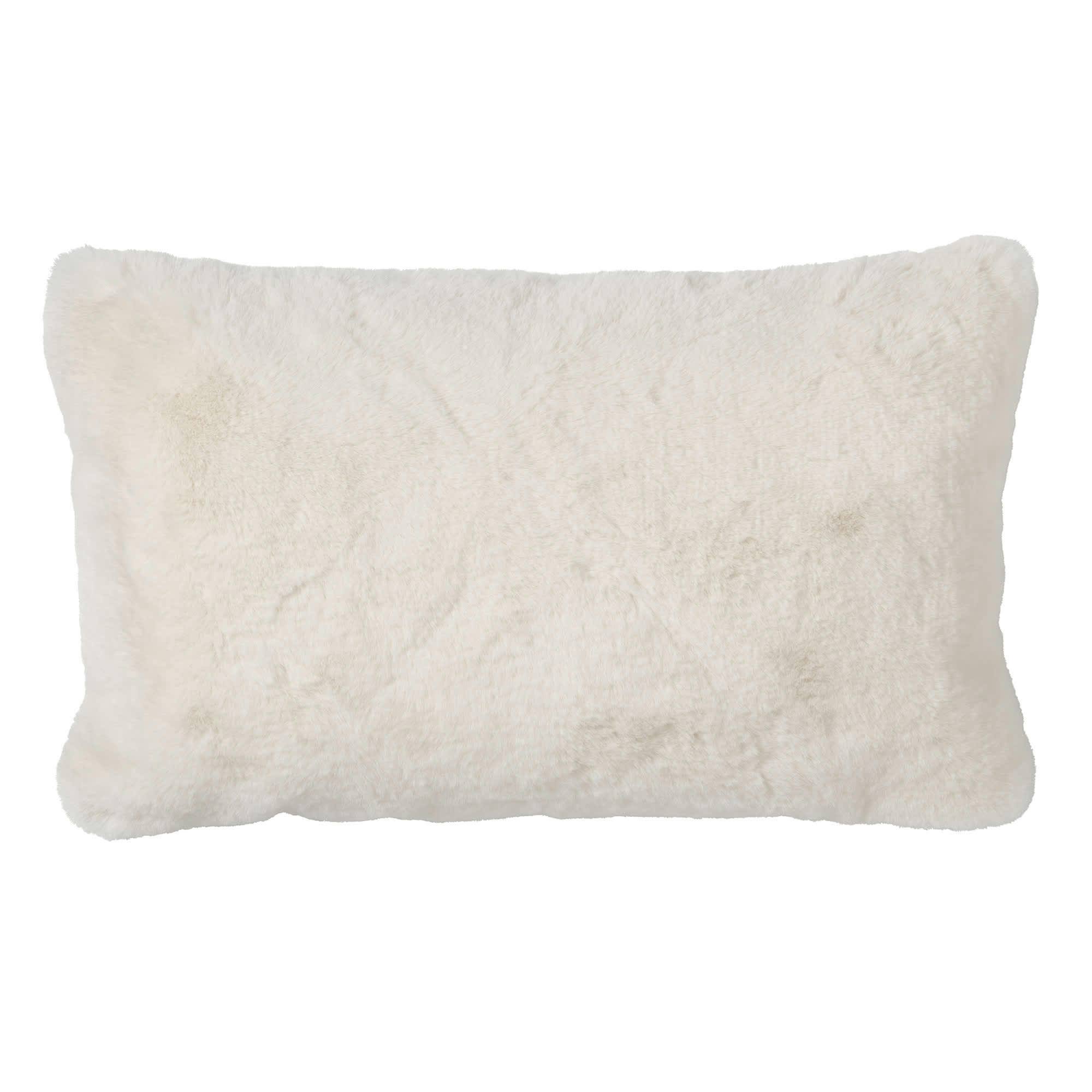 - Housse de coussin blanc fausse fourrure-30x50 cm uni