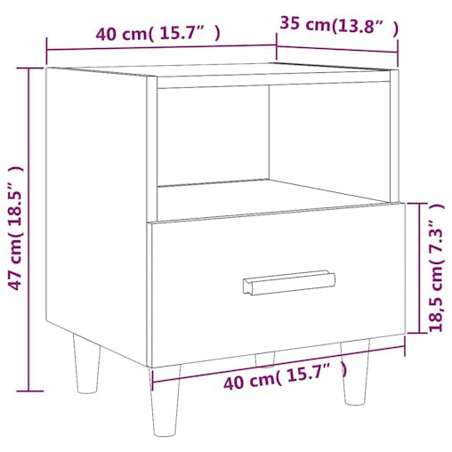 NNEVL Bedside Cabinets 2 pcs White 40x35x47 cm