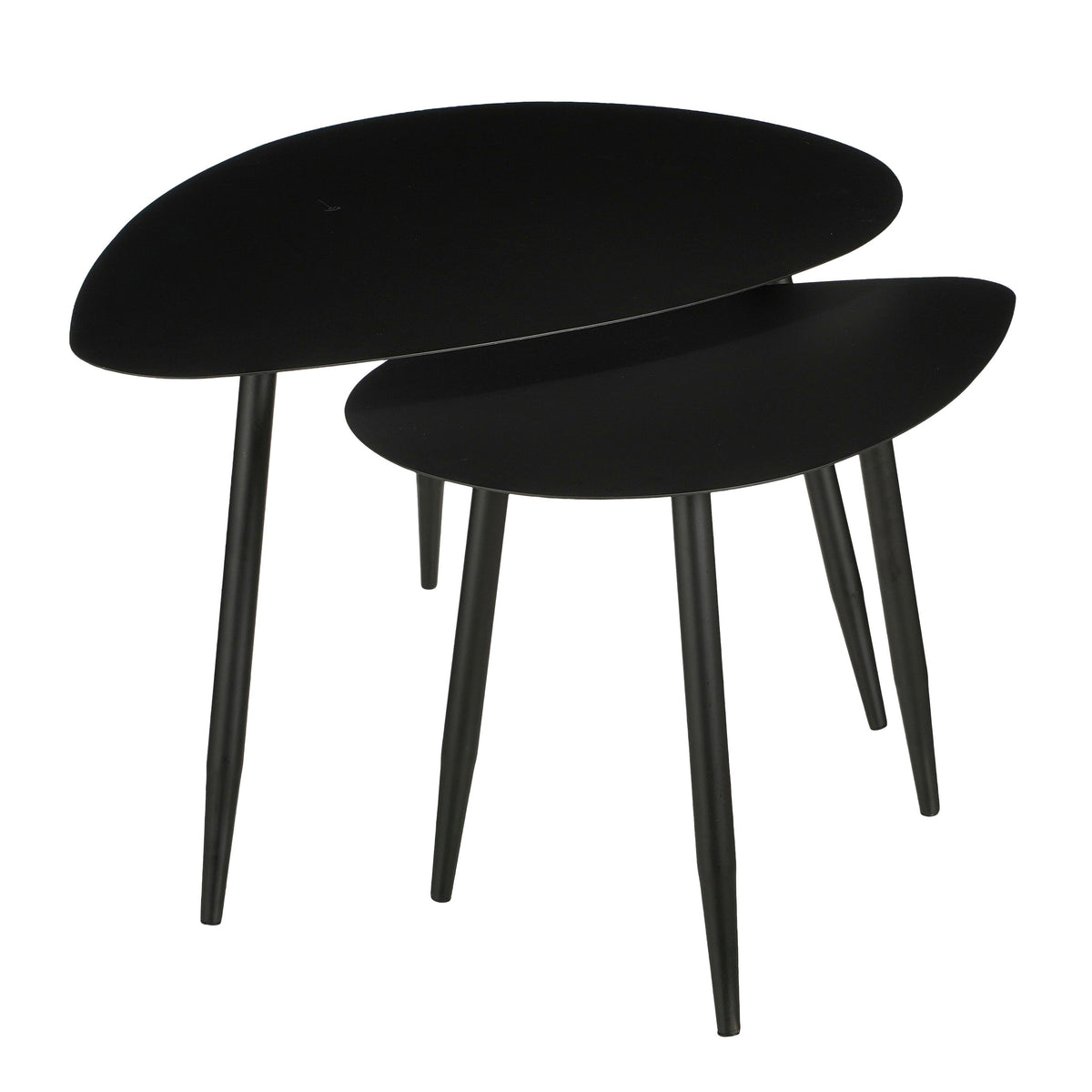 Mica Decorations Bijzettafel - Set van 2 - L80 x B60 x H47 cm - Metaal - Zwart