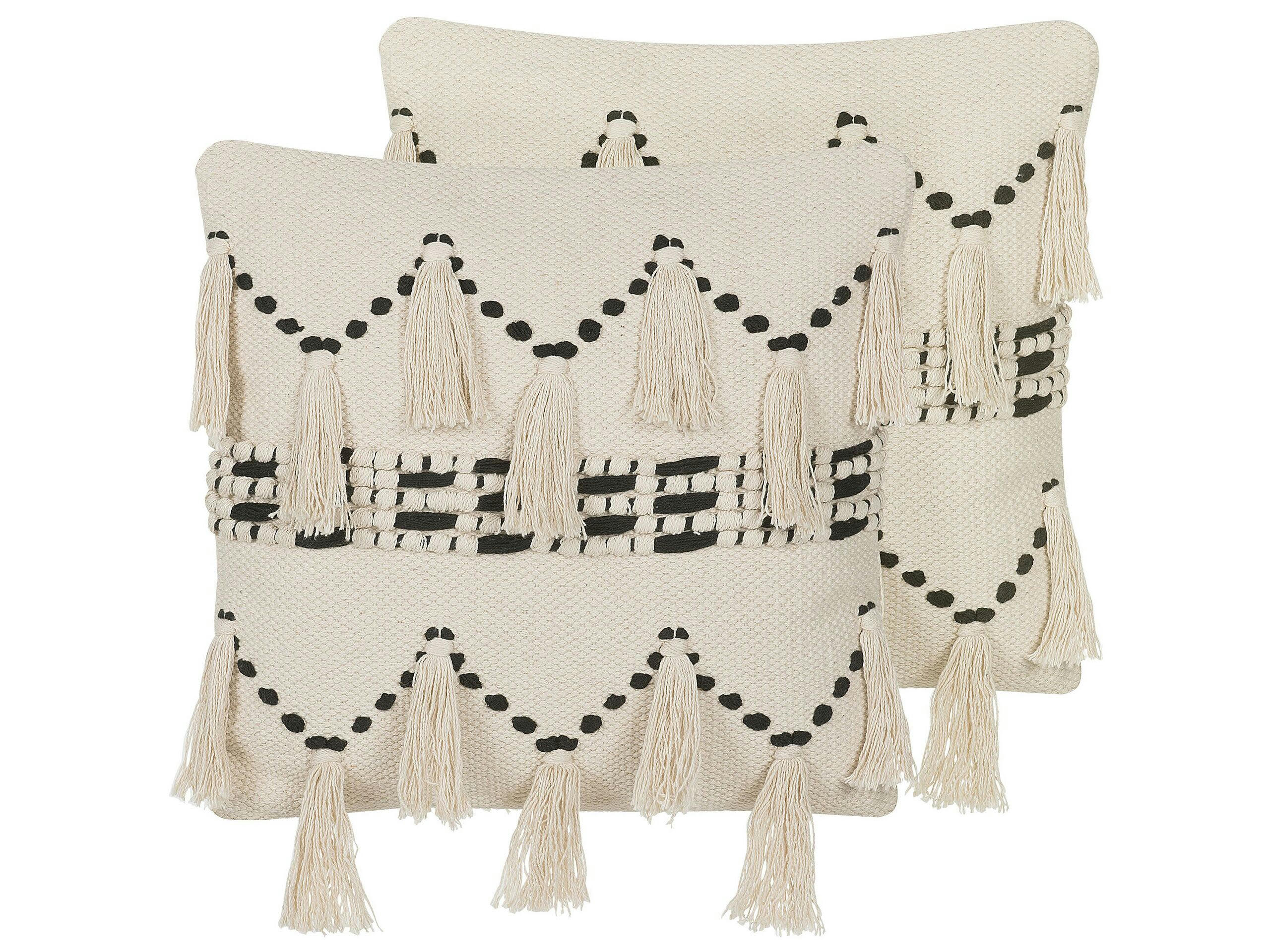 THONDI - Lot de 2 coussin décoratifs en tissu beige 45x10cm