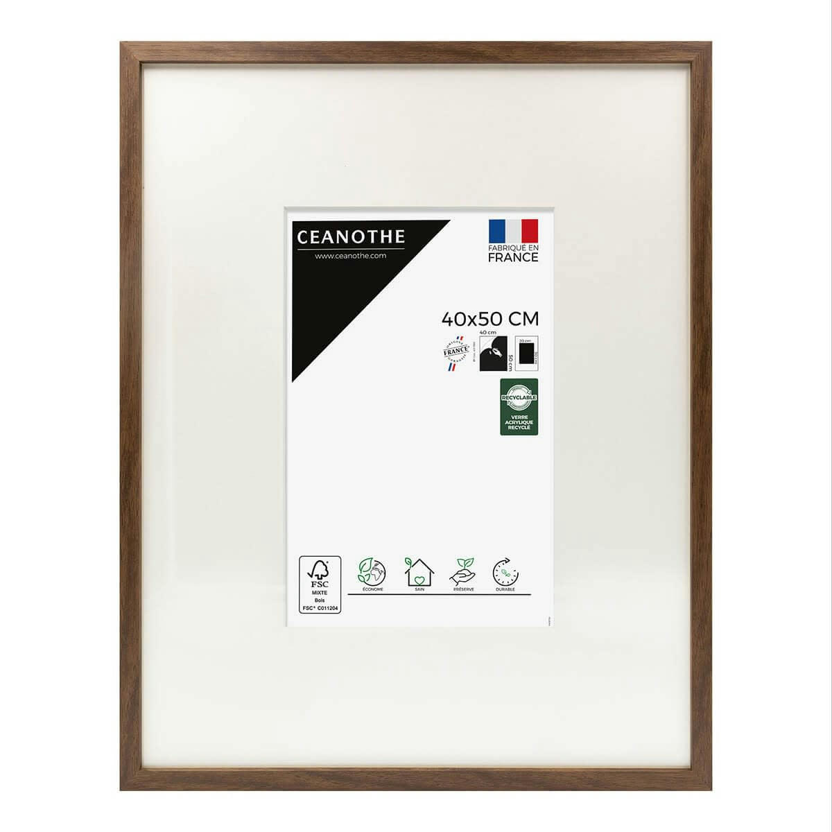 WILD - Cadre photo ébène 40x50 cm verre acrylique avec passe-partout Résine r