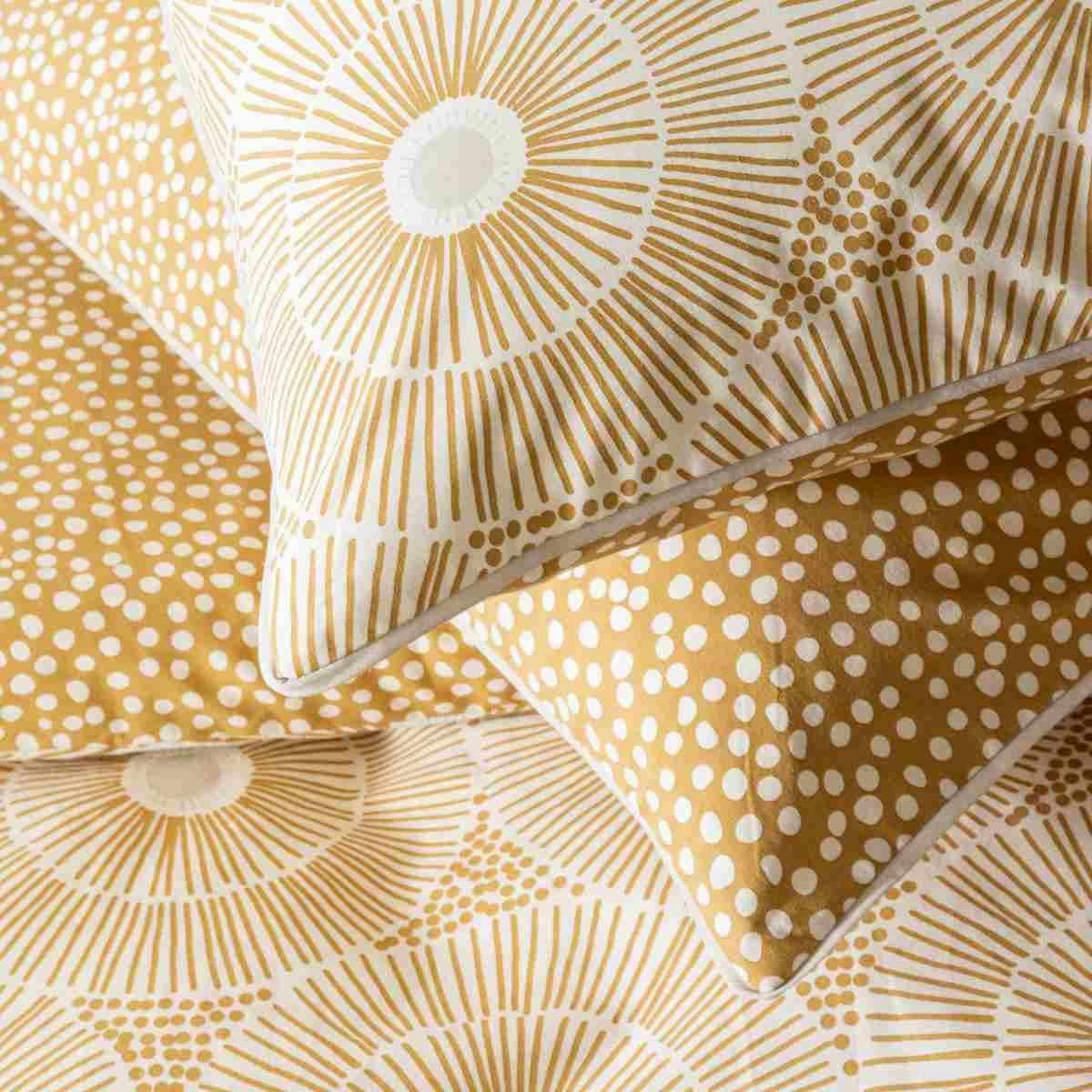 ORION - Parure de lit 2 personnes coton  imprimé beige 260x240cm