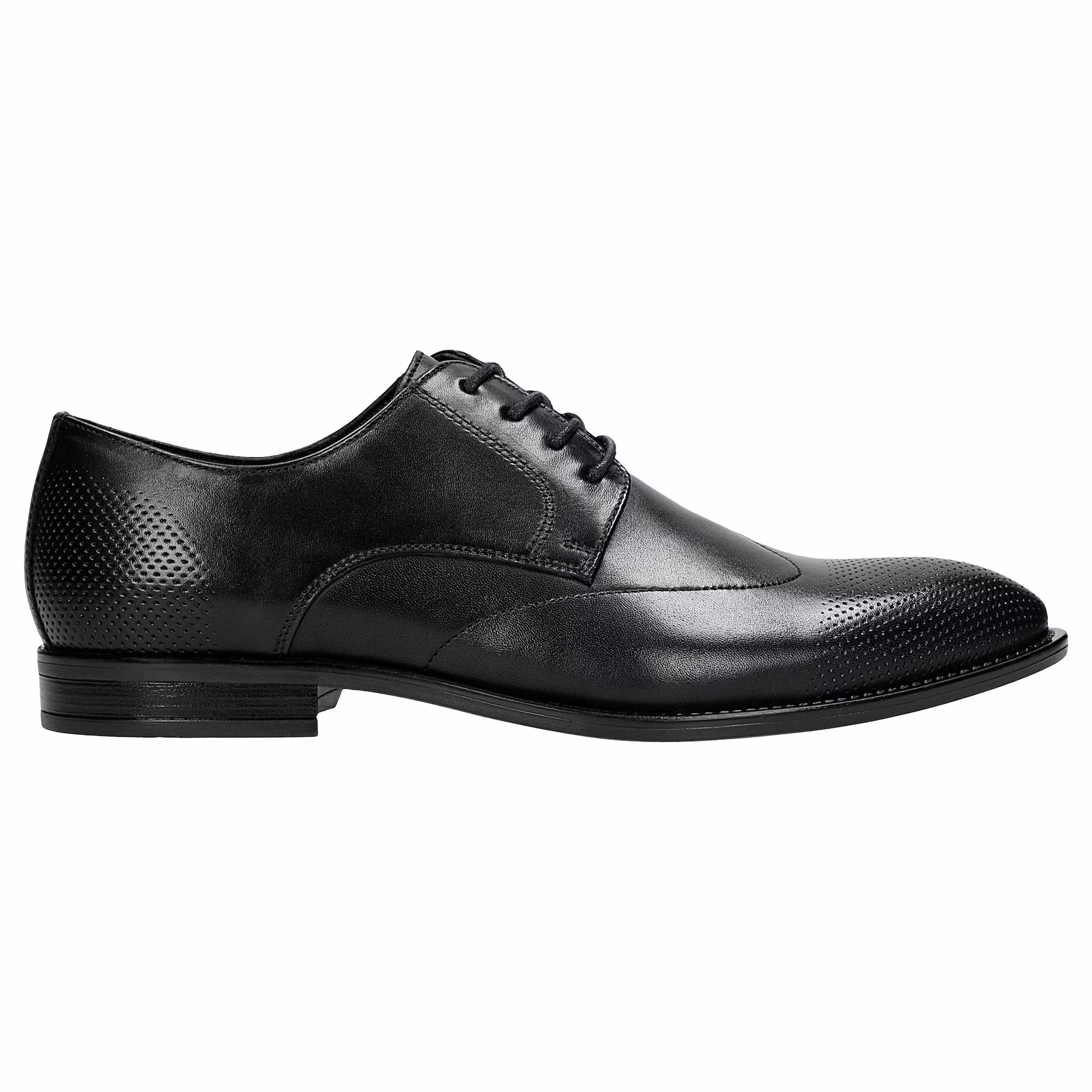 Czarne eleganckie buty męskie ze skóry licowej