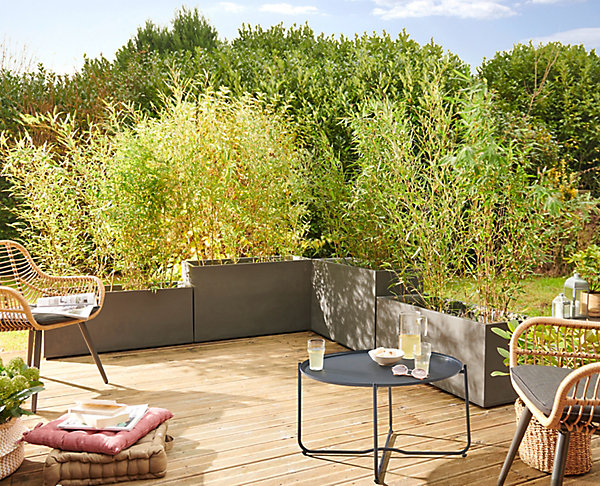 Jardinière plastique Eda anthracite 99,5 x 39,5 x h.43,5 cm