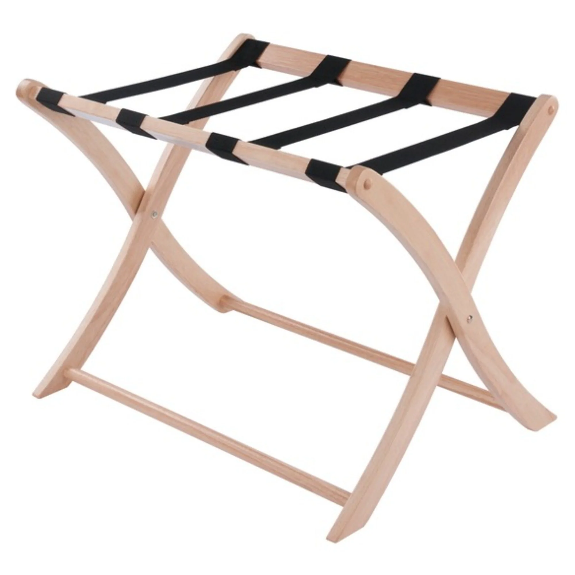 Folding Luggage Rack with Curved Legs - 26.5 - Brown