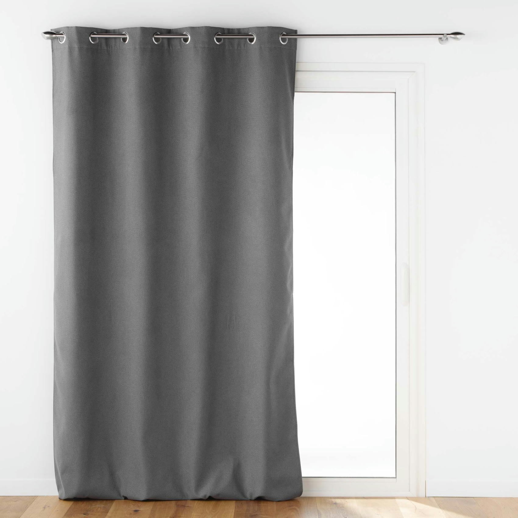 - Rideau isolant doublé polaire polyester gris anthracite 140x260 cm