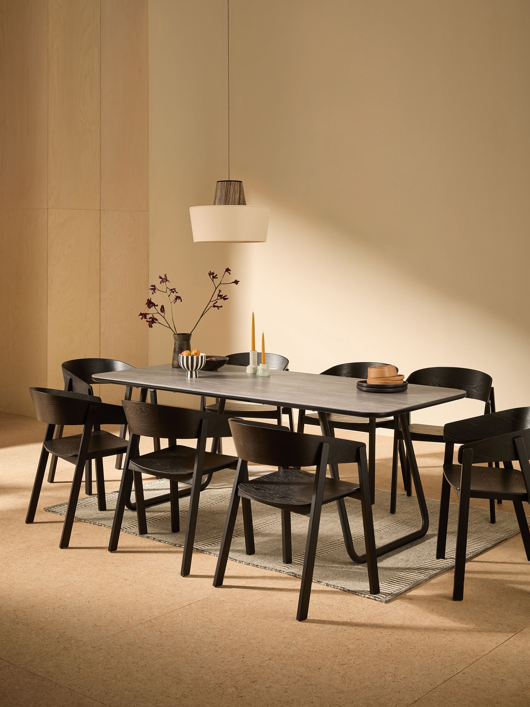 Dwyer Ceramic Marble 8 Seater Fixed Dining Table in Grey
