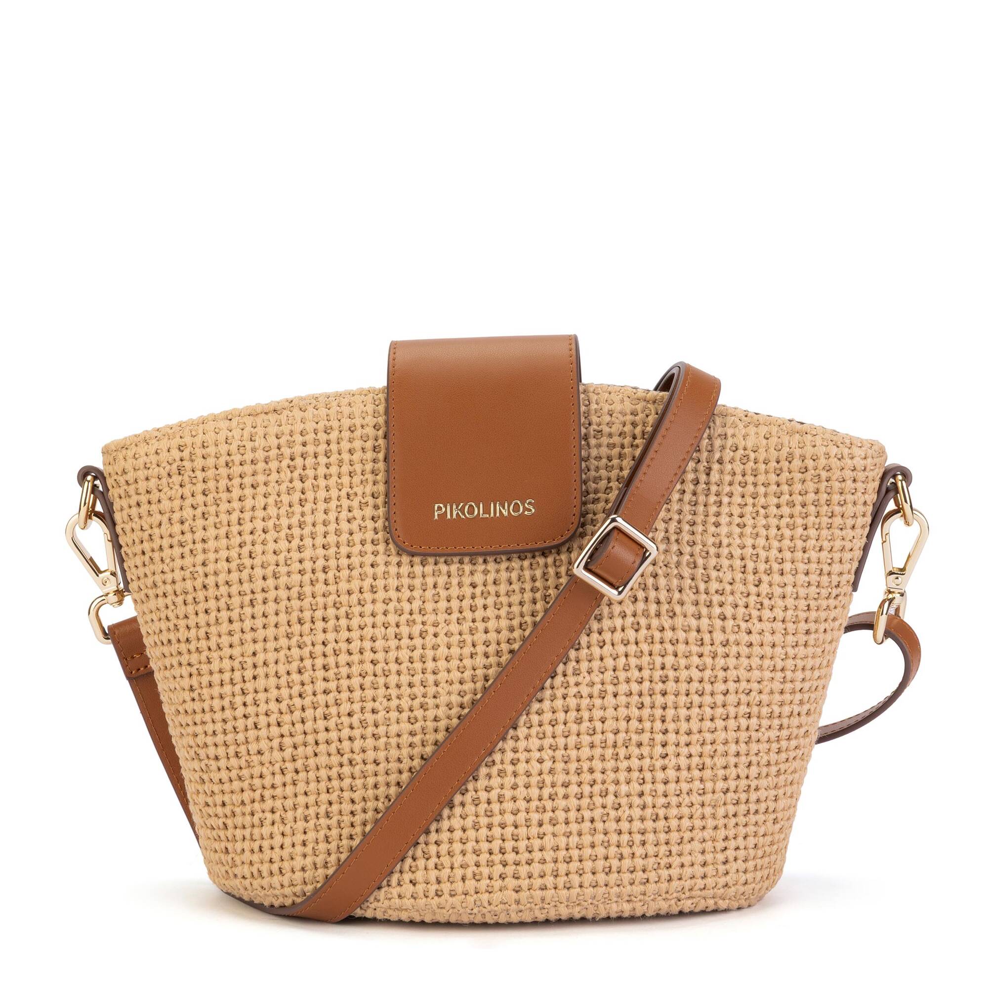 EMPURIES - Bandolera pequeña de rafia para mujer