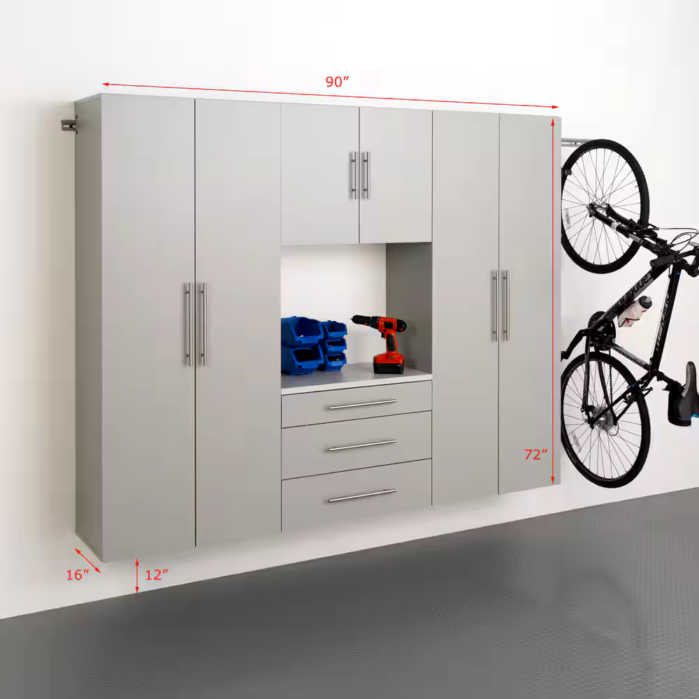 Prepac HangUps Mounted Storage Cabinet Set G, Assorted Colours, 16 x 90 x 72-in, 4-pc