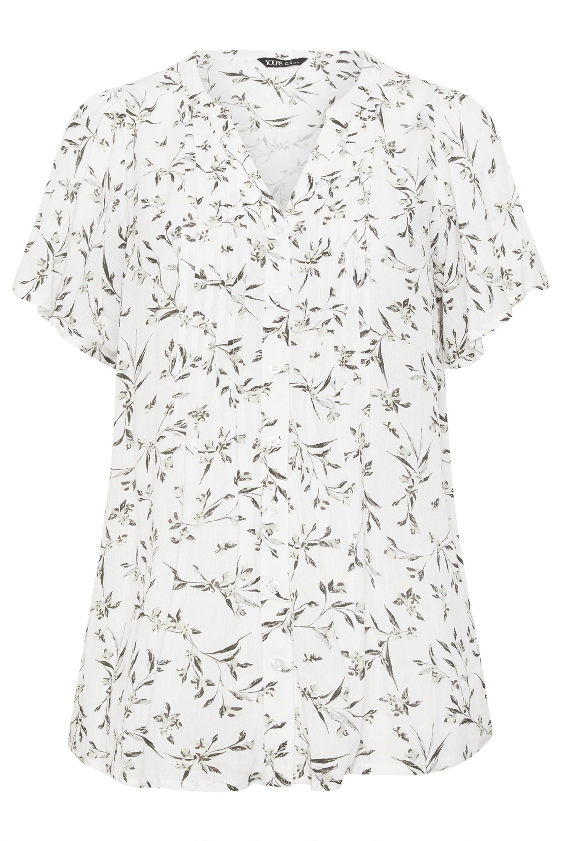 Yours Leaf Print Pintuck Blouse