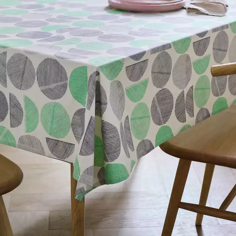 Habitat Linear Circles Cotton Wipe Clean Table Cloth - Grey