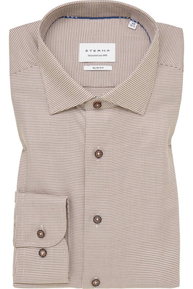 ETERNA Slim Fit Hemd beige/braun, Strukturiert